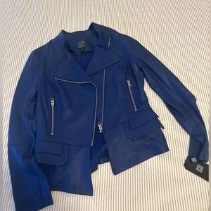 Clara Sun Woo classic liquid leather blue jacket